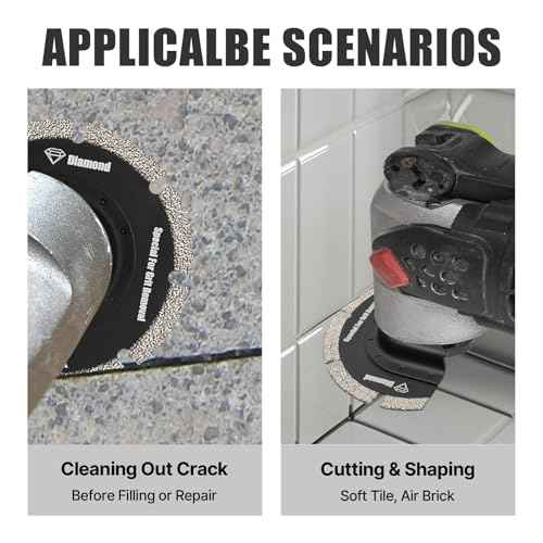 Diamond Oscillating Saw Blades 4PCS, 3'' Universal Multitool Blades for Grit Grout Removal, Quick Release Multi Tool Kit for Tile, Air Brick, Cement, Concrete, Masonry