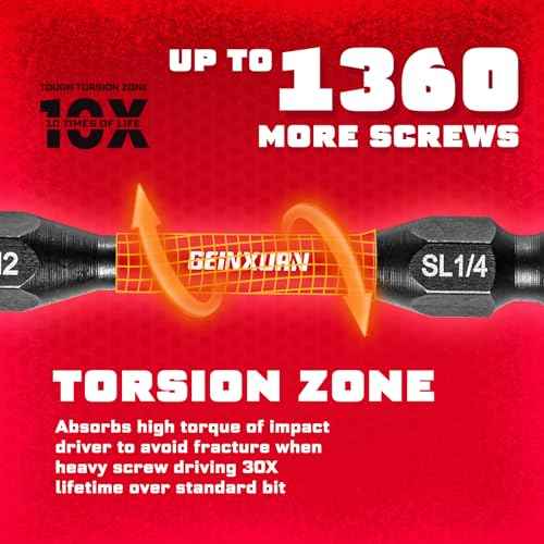 10Pcs SL1/4-PH2 Impact Double End Screwdriver Bit Set, 2.56 in. #2 Phillips/Power Driver Bits, Magnetic S2 Steel Two Sides Screwdriver Bits Set with Storage M-Box