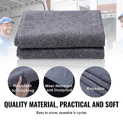 VEVOR Moving Blankets, 72" x 54", 21 lbs/dz Weight, 12 Packs, Professional Recycled Cotton Packing Blanket, Large Heavy Duty Shipping Mover Pads Perfect for Protecting Furniture, Floors, Appliances