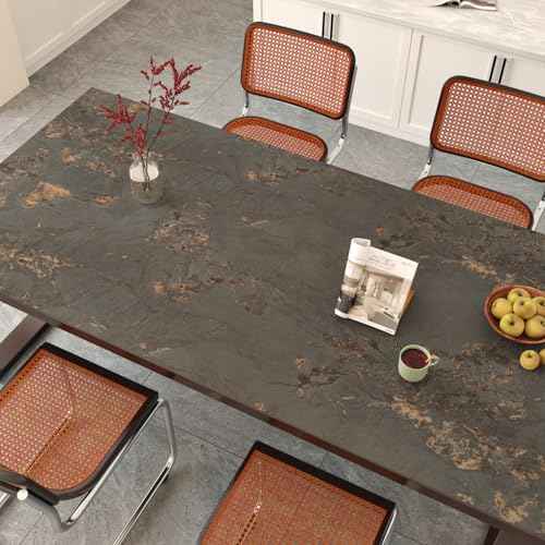 Wallercity Brown Gold Marble Contact Paper for Countertops Marble Wallpaper Matte Counter Contact Paper Waterproof Rock Brown Countertop Peel and Stick for Kitchen Island Table Bathroom 15.8x78.7 Inch