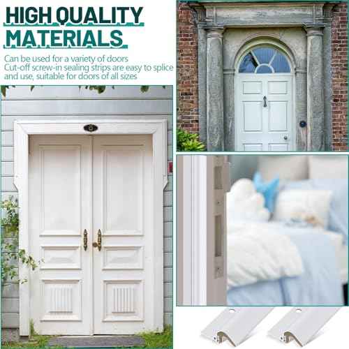 Screw on Door Weather Stripping 42" 36" Weather Stripping Door Seal with Aluminum Carrier and Foam Gasket Exterior Weatherstripping V Shaped Soundproof Seal for Sides and Top(5 Pcs)
