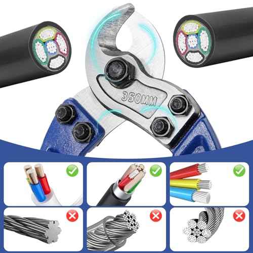 Okllen Set of 2 Cable Cutters Set, 10-inch and 14 in-ch Heavy Duty Wire Cutters for Battery Cable, Copper and Aluminum Cable