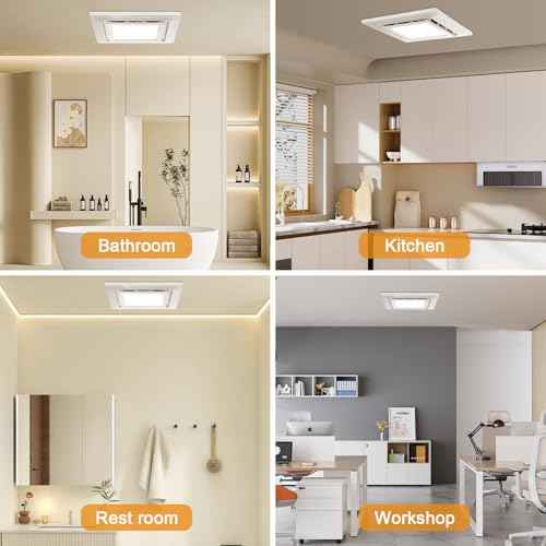 Bathroom Exhaust Fan with Light, Ultra Quiet Ventilation Fan Combo 1.0 Sone 130CFM, 10x10 Ceiling Bath Fan with 1500LM LED Light for Bathroom, Fits 8.3"x8.3" Opening