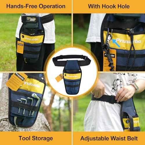 Pruner Holster with Belt Adjustable Durable Tool Pouch for Gardening Pruning Shears Holder Organizer Kit Quick Release and Fix Magnetic Buckle Convenient for Orchardist Gardener Farmer