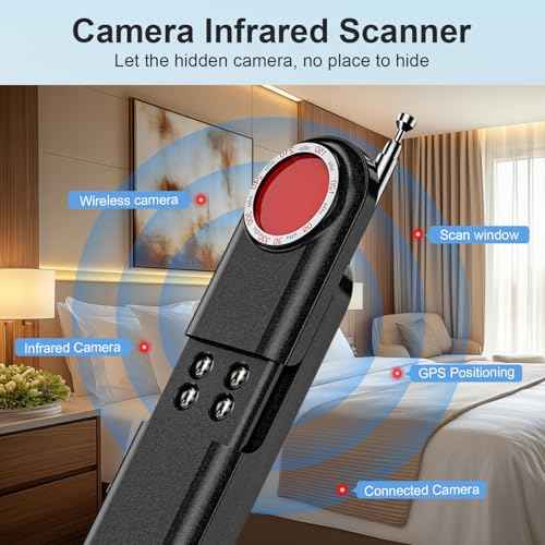 Aleanu Hidden Camera Detector, 2025 Hidden Bug and Device GPS Detector for Trave, Hotels, Home, Office, 6 Levels Sensitivity