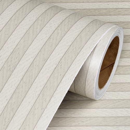 Livelynine Striped Wallpaper Peel and Stick Bedroom Cream Tan and White Stripe Wall Paper for Bathroom Waterproof Contact Paper for Countertops Table Desk Cover Kitchen Cabinet Vinyl Wrap 15.8x78.8