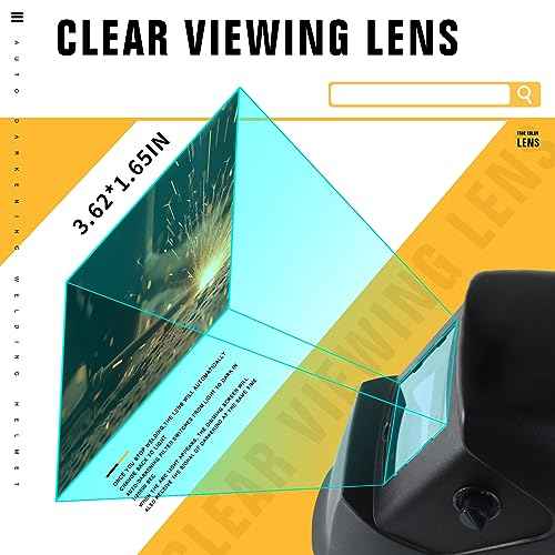 TRQWH Welding Helmet with Light True Color Auto Darkening Welding Helmets for Men Solar Powered Welding Hood with 2 Arc Sensor Wide Shade 4/9-13 for TIG MIG ARC Cool Welder Mask (TRQ-ES01)