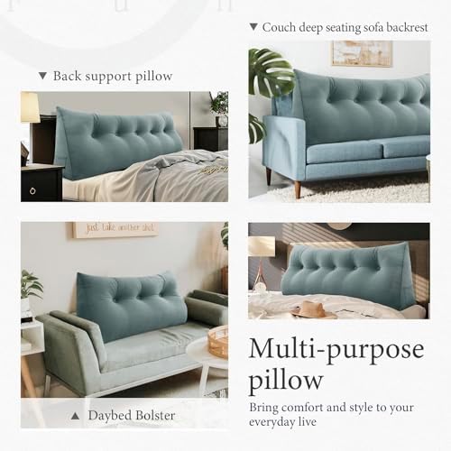 14 lbs Thickened Wedge Pillow Headboard Body Positioner Backrest Support Triangular Headboard Pillow for Sleeping with Side Pocket Velvet King