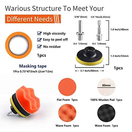 133 Pack 3 Inch Sanding Discs for Drill Polishing Die Grinder Attachment Variety Kit with 5/16" and 1/4" Shanks Sanding Pads Includes 36-3000 Grit