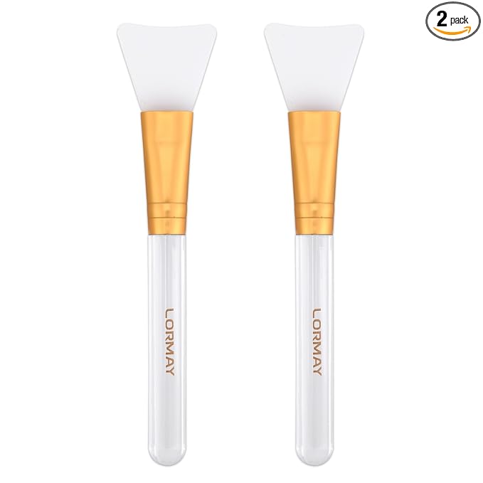 LORMAY Jelly Brush | 2 Pcs Silicone Face Mask Brushes | Mask Application Tool for Even Coverage | Skincare Enhancer | Durable Silicone | Easy to Clean | All Skin Types (Tapered brush head)
