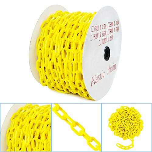 Reliabe1st 126 Feet Yellow Plastic Safety Barrier Chain with 4 Magnetic Hooks and 1 Chain Cutter | Caution Security Chain Safety Chain for Crowd Control