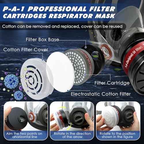Full Face Gas Masks Survival Nuclear and Chemical, Reusable Full Face Respirator Gas Mask with Activated Carbon Filter
