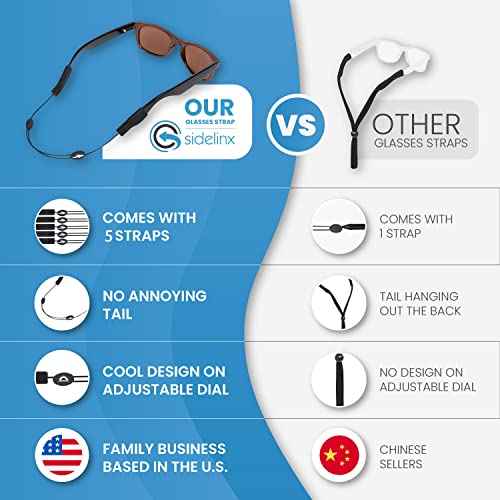 Adjustable Eyeglass Strap (Shark Style) - No Tail Sunglass Strap - Eyewear String Holder - With Bonus Glasses Cleaning Cloth