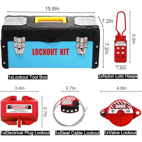 WUWEOT Lockout Tagout Kit, Electrical Safety Loto Kit Includes Clamp-On Circuit Breaker Lockout, Padlocks, Hasps, Plug Lock, Cable Lockout, Ball Valve Lockout, Tool Box, Tag Out Tags and Ties Set