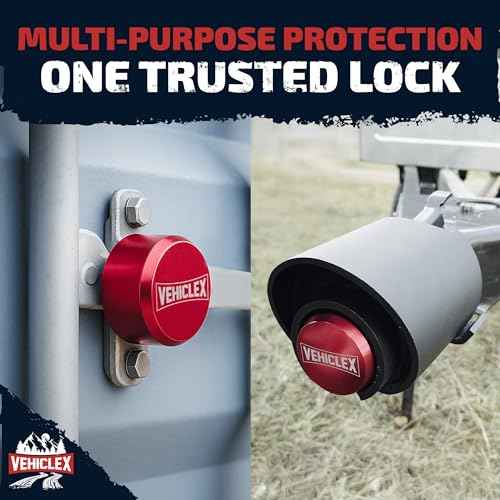 Vehiclex 2-Pack Heavy-Duty Puck Lock Set ? Keyed Alike, Hidden Shackle Lock ? Rust-Resistant Security for Trailers, Garages, Containers ? Red