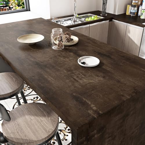 Wallercity Faux Brown Wood Grain Contact Paper Thickened Concrete Wallpaper Peel and Stick Removable Dark Wood Contact Paper Industrial Brown Wallpaper for Countertops Bathroom Kitchen 15.8''x78.7''