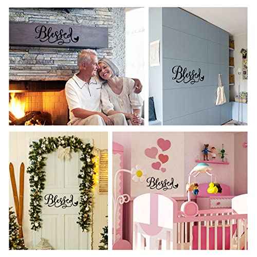 SUPERDANT Blessed Wall Sticker Art Word Blessed Wall Decals Home Vinyl Decal Saying PVC Wallpaper Decal Prayer Sticker for Bedroom Living Room Dining Room Decoration 14.5x6.7in