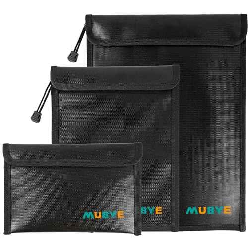 Upgraded Fireproof Waterproof Document Bag - 3 Pack Safe Money Bags with Zipper, Fire & Water Resistant Storage Organizer Pouch for Documents Holder,File,Cash,Passport,Tablet (Black)