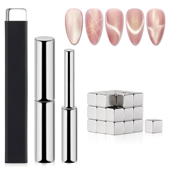 SAVILAND Cat Eye Nail Magnet Set: 6 PCS Cat Eye Magnet for Nails Strong Suction Cat Eye Magnet Tools Multi-Function Nail Magnets for Nail Art Gel Nail Polish Diverse Cat Eye Effect Nail Salon