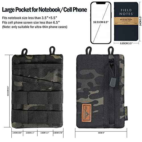 VIPERADE VE4 Tool Pouch, Nylon Pocket Organizer with 2 Pockets and 4 Small Tool Storage EDC Gears, Best Gift to Keep Organized, Hold Your Flashlight/Pocket Knife, Tactical Pen, Notebook