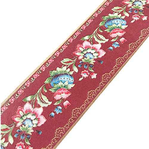 Lantern Flower Self-Adhesive Wallpaper Border PVC Wall Covering Borders Bathroom Kitchen Tiles Decor Sticker 5 Meters (Red)
