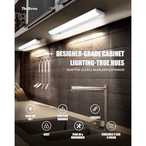 30 Inch LED Under Cabinet Light, Plug in Kitchen Lighting, 3CCT Selectable (3000K/4000K/5000K), CRI94 High Color Accuracy, Linkable, Slim Design, Matte White