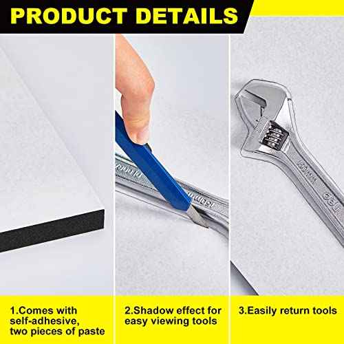 Fabbay 3 Sets Tool Box Foam Organizers, Tool Box Adjustable Shadow Foam, Non Slip Toolbox Liner and Drawer Liner, 16.5 x 22 Inch