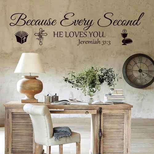 Bible Verse Wall Stickers Inspirational Quote Motivational Scripture Sticker Peel and Stick Wall Decals Religious for Living Room Family Home Bedroom Decor