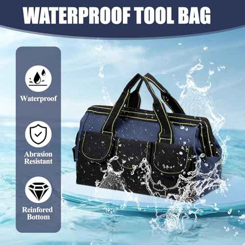 3 Pack Wide Mouth Tool Bag, 13 Inch Waterproof Power Tools Organizer Heavy Duty Drill Bag Electrician Tool Tote for Professionals, Construction Electricians Carpenter and DIY Enthusiasts