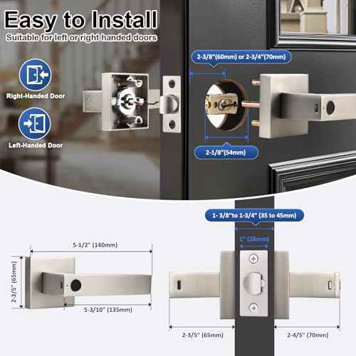 KNOBWELL Smart Fingerprint Door Lock with App Control, Smart Door Lock, Biometric Door Knob, Keyless Entry Door Lock with Handle for Home, Hotel, Apartment, Office, Airbnb-Silver
