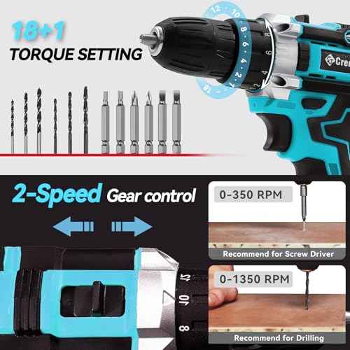 Cordless Drill Set 21v Power Drill Cordless With Battery & Charger, 84pcs Accessories Electric Drills Variable Speed, 3/8" Keyless Chuck, Built-In Level and 2 Driver Bule kit