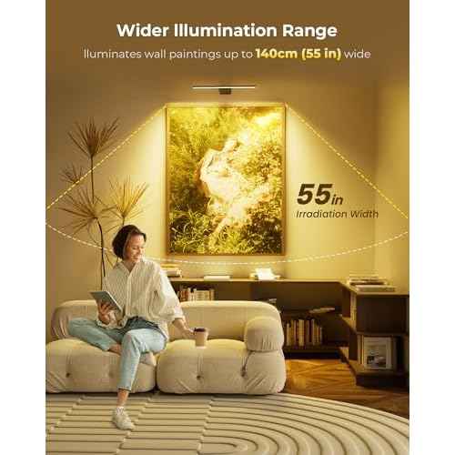 2 Pack Picture Light for Wall Rechargeable Art Light with Remote, 3 Colors & 5 Brightness Levels, 12000mAh Battery Operated Lights for Pictures,Painting,Gallery, Bedroom, Hallway, Frame, Living Room