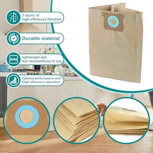10-Pack DXVA19-4101 Shop Vac Bags for DEWALT 6 8 9 10 Gallon Vacuum Bags for DXV06P, DXV09P, DXV09PA, DXV10P, DXV10PL, DXV10S, DXV10SA, DXV10SB, Wet/Dry Vacuum Accessories