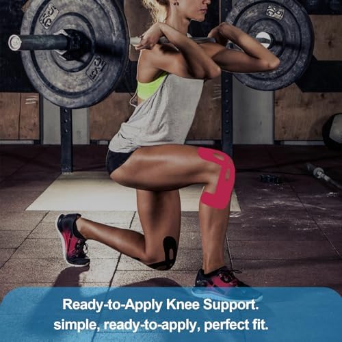 Precut Knee Kinesiology Tape - 12 Pcs Precut Kinesiology Tape for Knees Waterproof Strips Elastic | Breathable Joint Stability Hypoallergenic Latex-Free Tape, Neon Orange