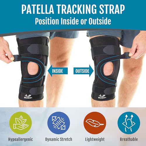 BioSkin Wraparound Patella Stabilizer Knee Brace for Patellofemoral Pain, Patella Tracking Disorders, Dislocation, and Subluxation, Left or Right Kneecap Tracking (L)