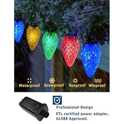 Smart RGB C9 Outdoor 79FT 100LED Chasing Effects Christmas Lights with Timer, Music Sync APP & Remote, Waterproof Extendable Color Changing String Lights for House