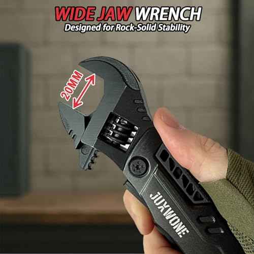 19-in-1 Multitool Wrench ? Stainless Steel Adjustable Wrench with Pliers, Knife, Wire Cutter, Saw, Screwdrivers ? Compact EDC Pocket Tool for Camping, DIY Repairs, Gift for Men