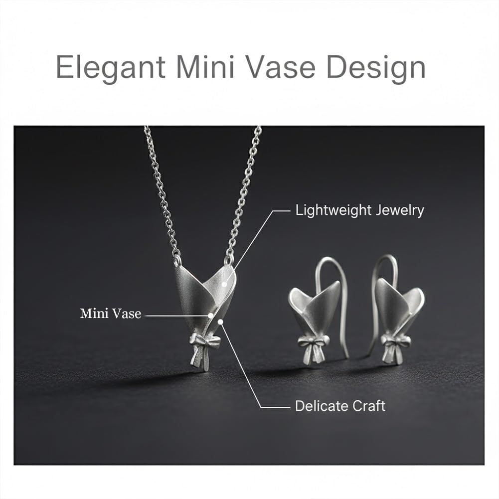 DIY Bouquet Necklace Wearable Mini Vase Jewelry Collection Chain Trendy Flower Holder Pendant to Insert Dried or Real Blooms