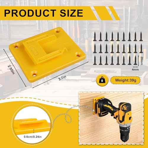 5 PCS Tool Holder Mount, Tool Holders Compatible with Dewalt 18V Li-ion Tools, Power Tool Holder Hanger with 20 Screws