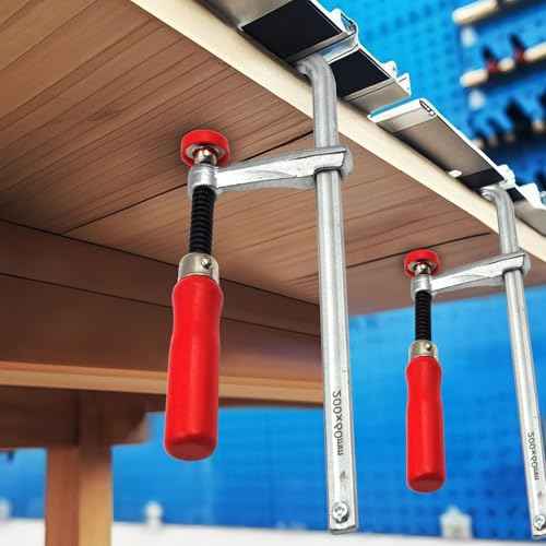 Quick Screw Guide Rail Clamp for MFT Table and Guide Rail System 7-7/8" Capacity x 2-3/8" Throat Depth 570 lbs Clamping Force (2 Pack) Red/Silver