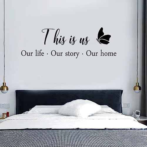 4 Pieces THIS IS US TOGETHER BLESS THIS HOME Wall Decor Signs - Vinyl Wall Stickers for Living Room, Bedroom, Home Office, Teen Dorm