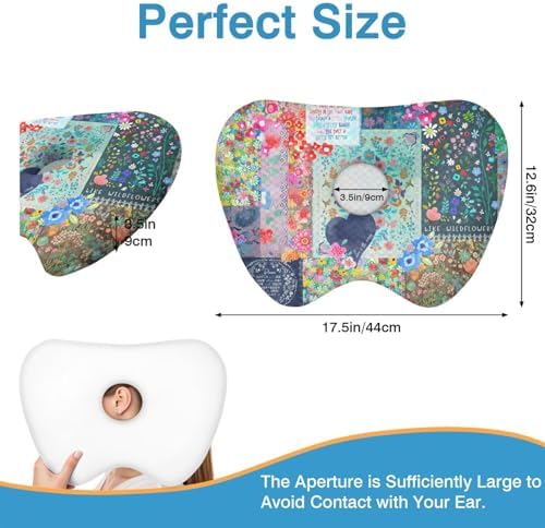 Ear Piercing Pillow for Side Sleepers with Washable Cover Pillows with Holes for Ear Pain,Donut Pillow for Adults CNH Ear Pain Relief Pressure Sores Ear Pillow with Hole in Center