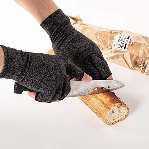 2 Pairs Arthritis Compression Gloves for Women Men, Fingerless Breathable & Moisture Wicking Compression Gloves for Relieving Carpal Tunnel Aches, Rheumatoid Pains, Joint Swell
