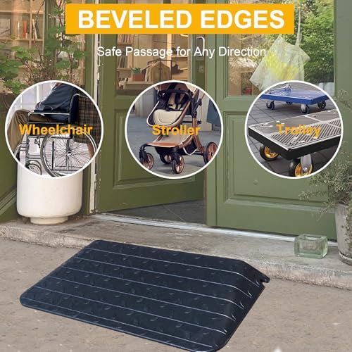 OrangeStar Rubber Threshold Ramp for Doorways, 3" Rise Non-Slip Wheelchair Ramp, 33000lbs Load Capacity, Rubber Curb Ramp for Wheelchair, Scooter