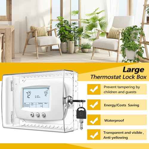 TRJ 4PCS Large Thermostat Lock Box with Key, Clear Thermostat Cover with Lock for Thermostat on Wall, Lockable Thermostat Lock Box Cover, AC Lock Box Cover with Key Fit Thermostat 4"H x6"W or Smaller