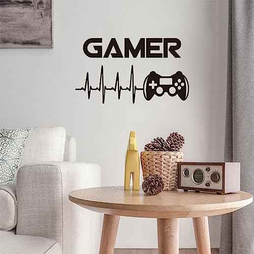 Game Room Decor Stickers Gaming Poster, hanlongyu Vinyl Gaming Decals Video Gamer Wall Decor, Easy to Peel and Stick Wallpaper Mural for Teen Bedroom Playroom Home Decorations (Gamer)