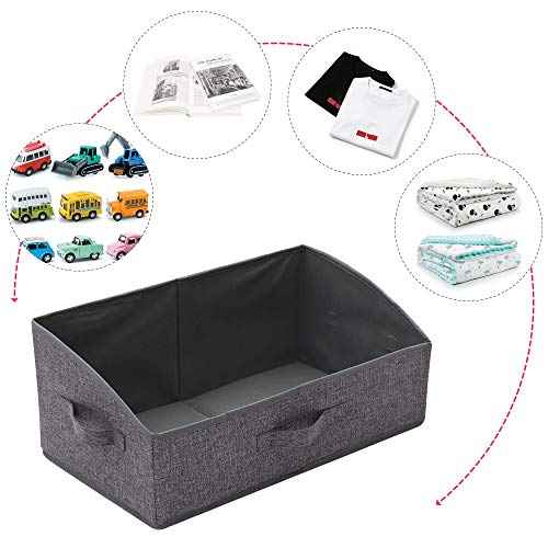 4 Pack Trapezoid Large Foldable Closet Storage Bins with Handle, Fabric Storage Organizer Cube Cloth Containers Linen Box Shelf Baskets for Clothes Clothing Shelves Wardrobe
