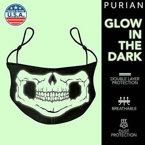 PURIAN Kids Reusable Halloween Face Mask, Glow in the Dark Child Mask USA MADE