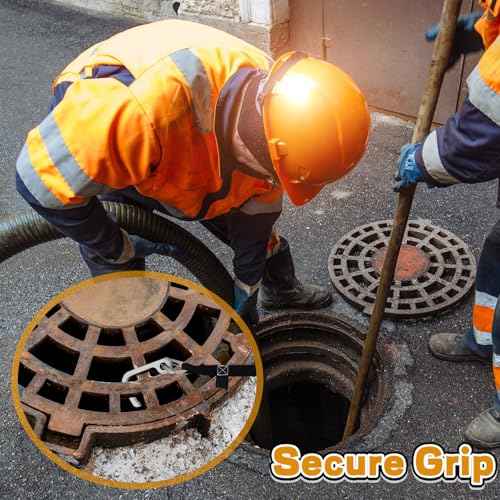 Manhole Hook Tool, Portable Versatile Hook for Lifting Manhole Covers, Storm Drains, Septic Tank Risers, Steel Tool for Lifting, Pulling, and Removing Covers, Easy to Store(Short & Long)