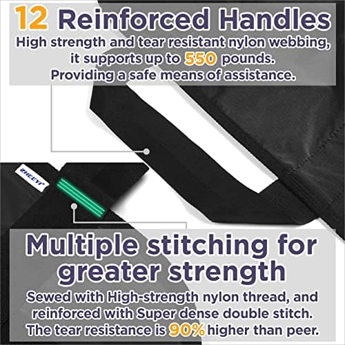 Multipurpose 72" x 40" Positioning Bed Pad with Reinforced Handles - Reusable & Washable Transfer Sheet for Turning, Lifting & Repositioning - Double-Sided Nylon Fabric, Black